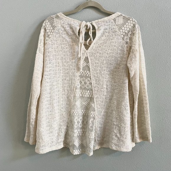 Cream Lace Detail Sweater Top - Picture 3 of 4